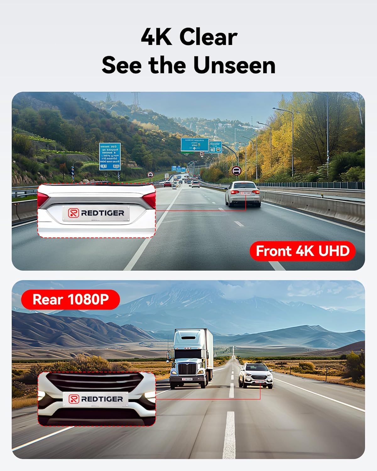 4K Front and 1080P Rear Recording Quality